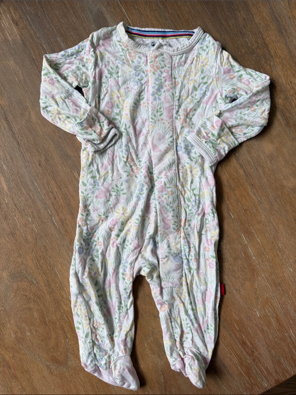 Magnetic Me 0-3M Floral Print Pink & Cream Baby One-Piece